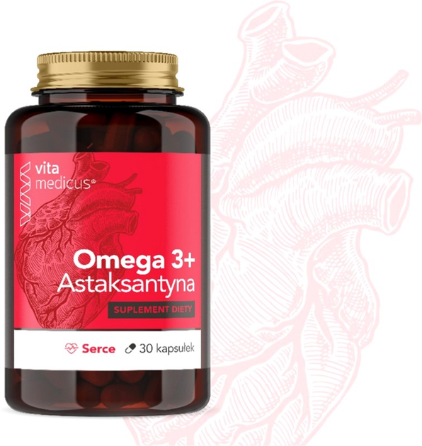 Kwasy tłuszczowe VitaMedicus Omega 3 + Astaxanthin Heart 30 caps (5905279312289) - obraz 2