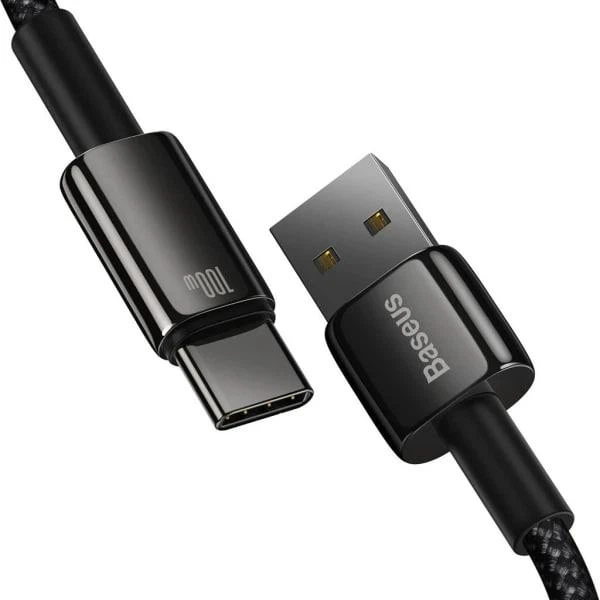 Кабель Baseus Tungsten Gold Fast Charging Data Cable USB to Type-C 100W 20V 5A 1м (CAWJ000001) Black - зображення 4