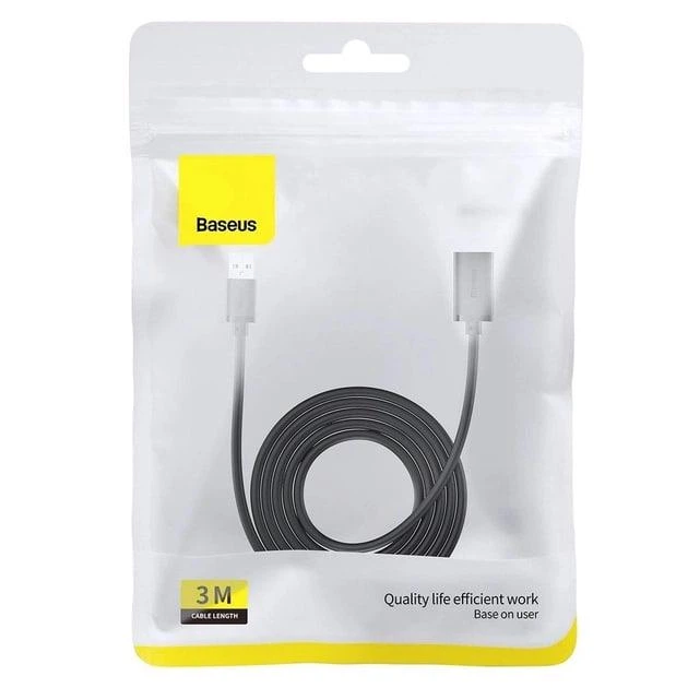 USB-кабель подовжувач Baseus AirJoy Series Сharging Data USB to USB 3м (5гбіт/c, USB 3.0, OTG, 3A) (B00631103111-04) Black - Фото 12 USB-кабель подовжувач Baseus AirJoy Series Сharging Data USB to USB 3м (5гбіт/c, USB 3.0, OTG, 3A) (B00631103111-04) Black - зображення 12