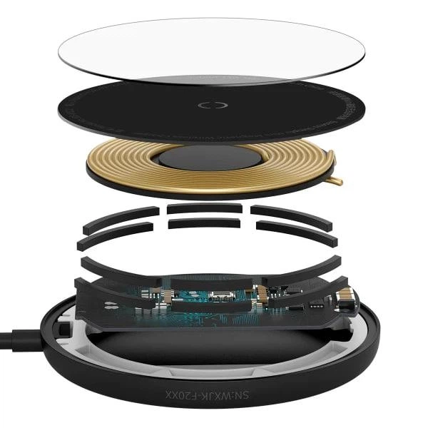 Бездротовий зарядний пристрій Baseus Simple Mini Magnetic Wireless Charger с технологією Qi 15W (WXJK-F01) Black - изображение 6