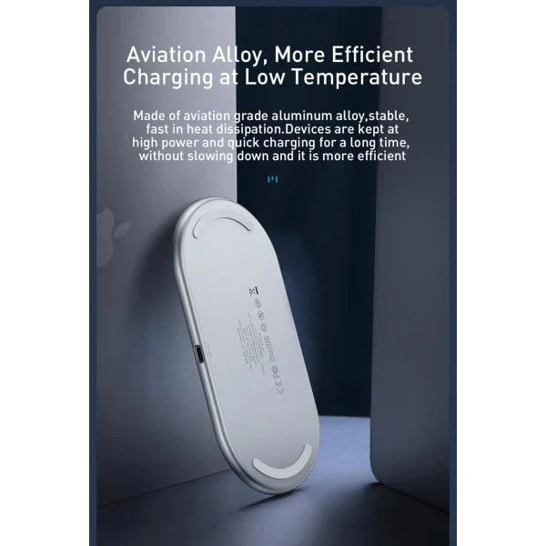 Бездротовий зарядний пристрій Baseus Simple 2in1 For Phone + Pods Pro Wireless Charger с технологією Qi 15W (WXJK-C02) White - зображення 11