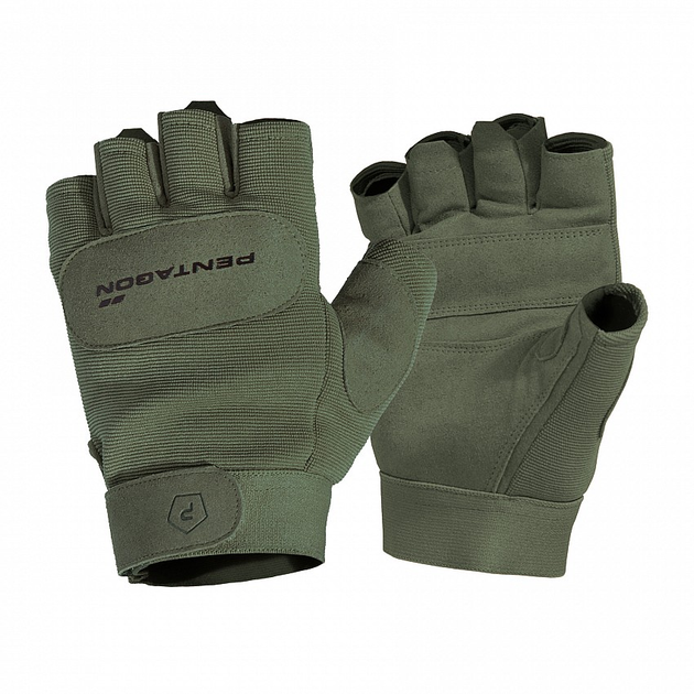 Рукавиці тактичні безпалі Pentagon Duty Mechanic 1/2 Gloves Olive Green, XXL - зображення 1