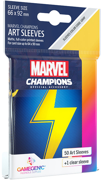 Сорочки для карт Gamegenic Marvel Champions Art Sleeves 66 x 91 мм Ms. Marvel 50 + 1 шт (4251715410554) - зображення 4