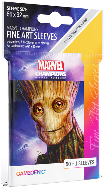 Сорочки для карт Gamegenic Marvel Champions Fine Art Sleeves 66 x 92 мм Groot 50 + 1 шт (4251715410608) - зображення 1