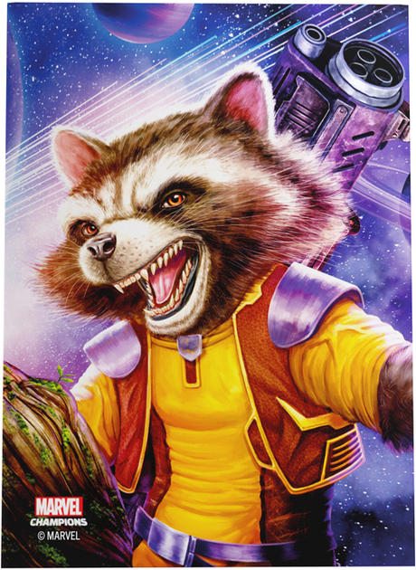 Сорочки для карт Gamegenic до гри Marvel Champions Fine Art Sleeves 66 x 92 мм Rocket Raccoon 50 + 1 шт (4251715410615) - зображення 5