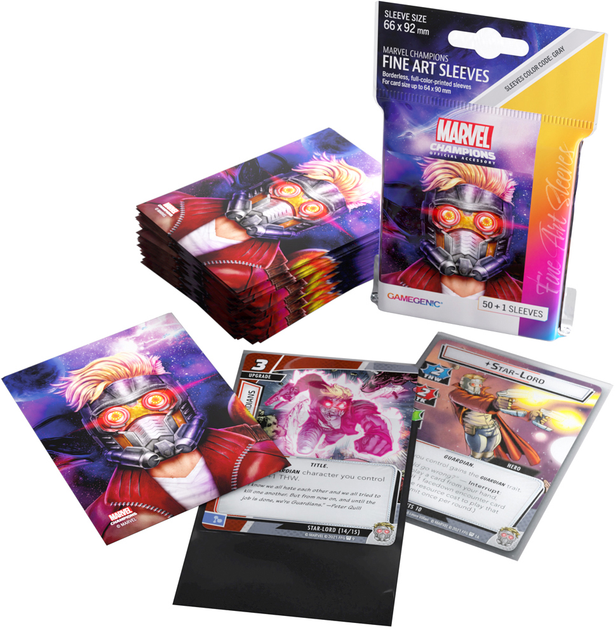Сорочки для карт Gamegenic до гри Marvel Champions Fine Art Sleeves 66 x 92 мм Star-Lord 50 + 1 шт (4251715410622) - зображення 4