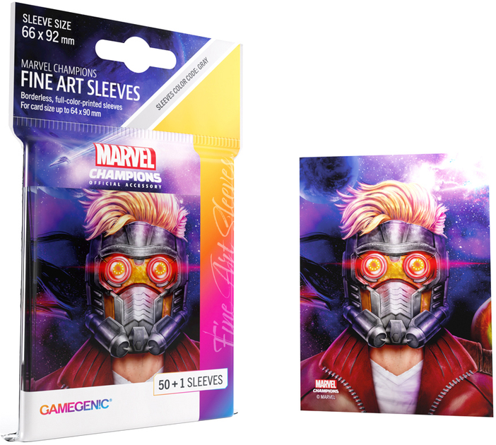 Сорочки для карт Gamegenic до гри Marvel Champions Fine Art Sleeves 66 x 92 мм Star-Lord 50 + 1 шт (4251715410622) - зображення 7