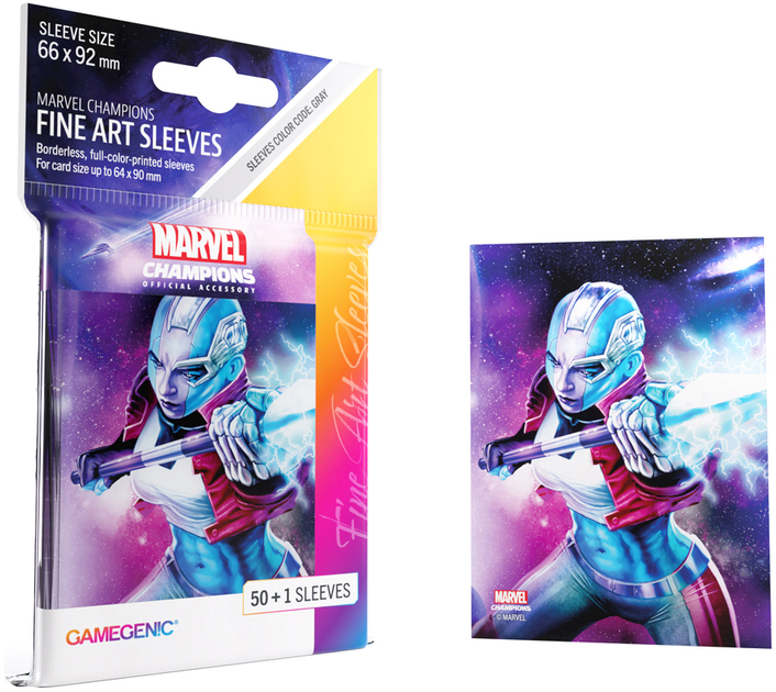Сорочки для карт Gamegenic до гри Marvel Champions Fine Art Sleeves 66 x 92 мм Nebula 50 + 1 шт (4251715410653) - зображення 7