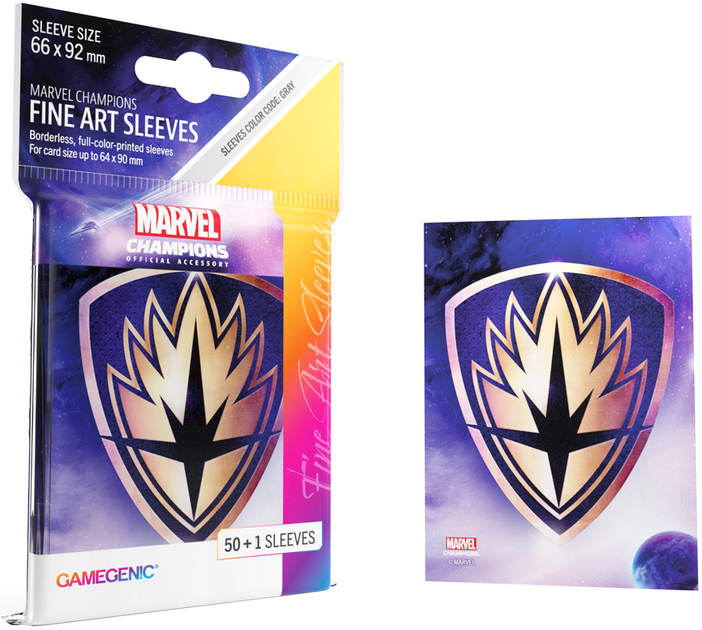 Сорочки для карт Gamegenic до гри Marvel Champions Fine Art Sleeves 66 x 92 мм Guardians Logo 50 + 1 шт (4251715411889) - зображення 6