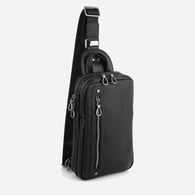Сумка слинг через плечо мужская кожаная Tiding Bag 9801A Черная - Фото 1 Сумка слинг через плечо мужская кожаная Tiding Bag 9801A Черная - изображение 1