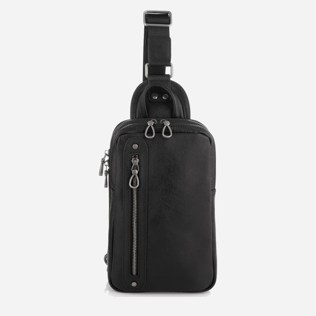 Сумка слинг через плечо мужская кожаная Tiding Bag 9801A Черная - Фото 4 Сумка слинг через плечо мужская кожаная Tiding Bag 9801A Черная - изображение 4