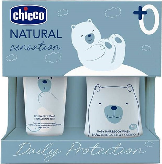 Набір косметики Chicco Щоденний захист лосьйон для тіла та волосся 200 мл + крем від попрілостей 100 мл (8058664163908) - зображення 1