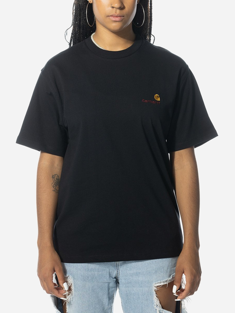 Koszulka bawełniana długa męska Carhartt WIP S/S American Script W I032218-89XX M Czarna (4064958660804) - obraz 1