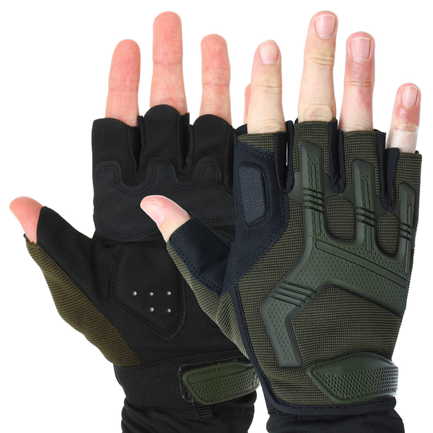 Перчатки тактические с открытыми пальцами Military Rangers BC-5628 XL Оливковый - изображение 1