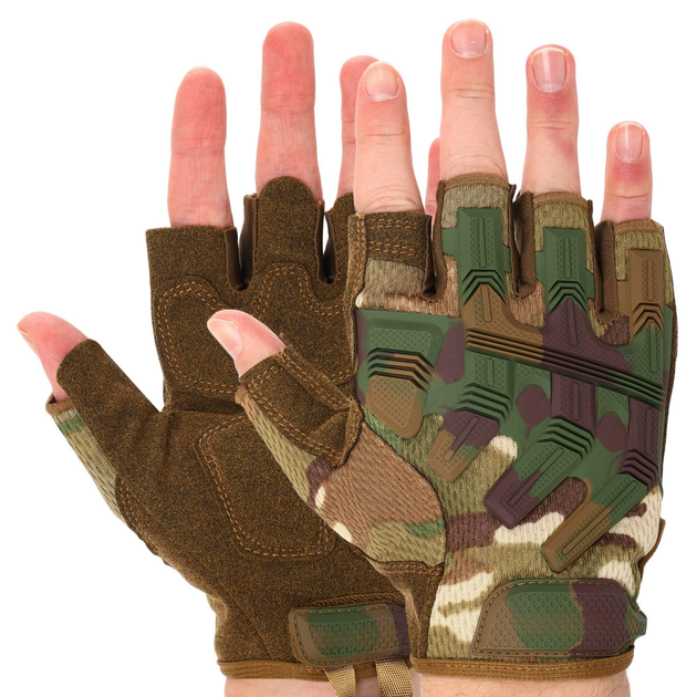 Перчатки тактические с открытыми пальцами SP-Sport BC-8808 XL Камуфляж Multicam - изображение 1