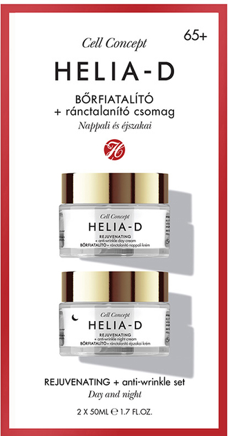 Zestaw do pielęgnacji twarzy Helia-D Cell Concept Rejuvenating + Anti-Wrinkle 65+ przeciwzmarszczowy krem na dzień + krem na noc 2x50 ml (5999561859354) - obraz 1