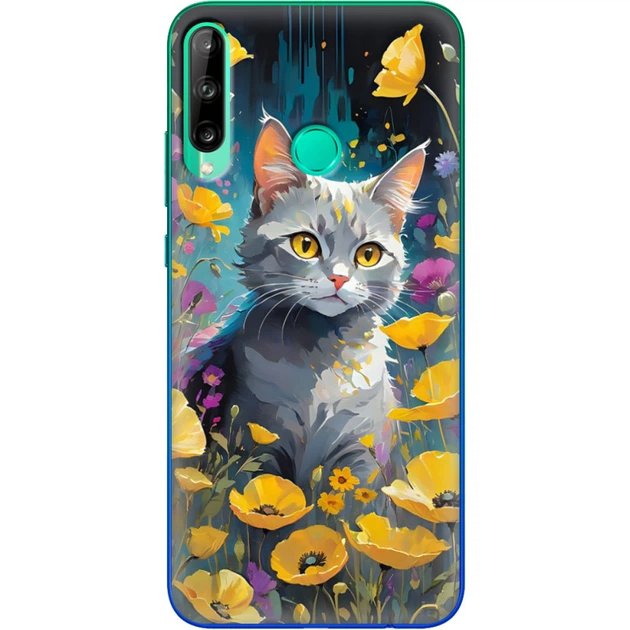 Силиконовый Чехол с Картинкой для Huawei P40 Lite E Принт (Иллюстрация Кот с Цветами) (39374-ysm006) - Фото 1 Силиконовый Чехол с Картинкой для Huawei P40 Lite E Принт (Иллюстрация Кот с Цветами) (39374-ysm006) - изображение 1