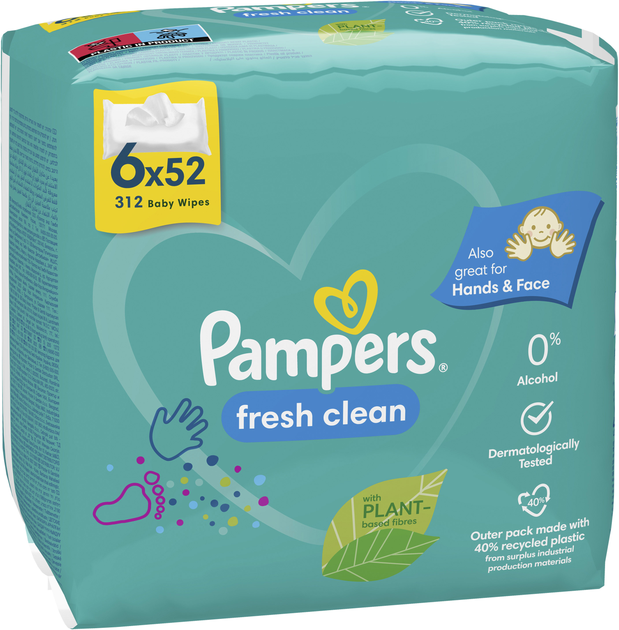 Набір Дитячі вологі серветки Pampers Fresh Clean 6х52 шт (8001841078175) - зображення 3