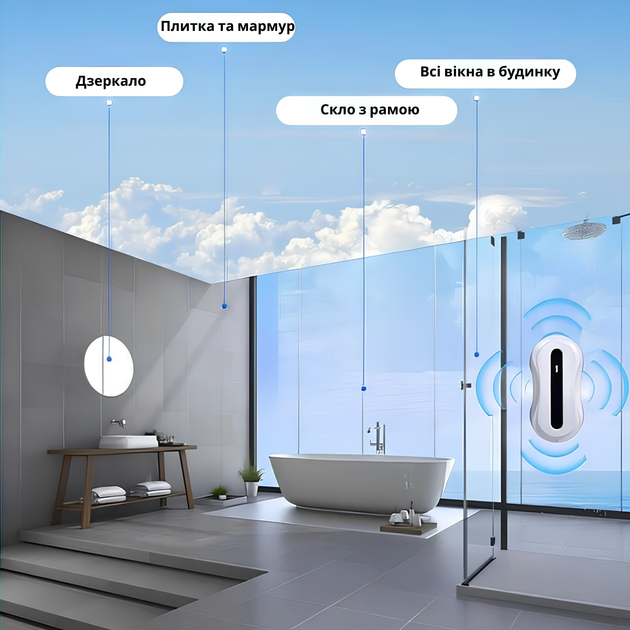 Робот для мойки окон Inspire IQ cleaner HCR-31 Синий с баком для воды - изображение 3