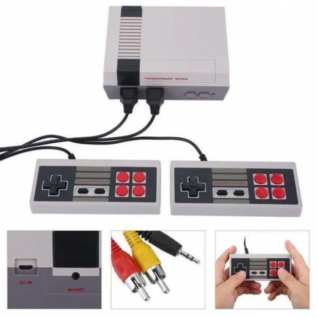 Игровая приставка Mini NES + 620 игр консоль с джойстиками Серая ...