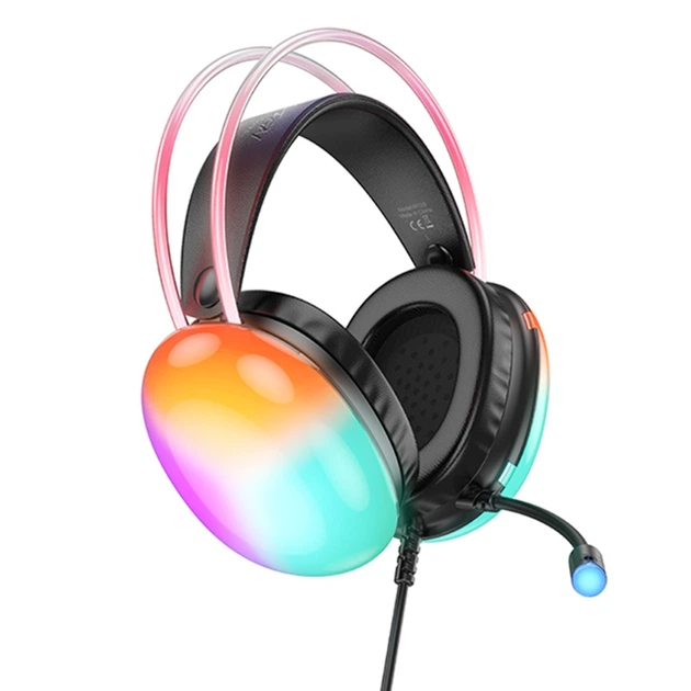 Навушники накладні Hoco W109 ігрові з LED підсвічуванням Jack 3.5 black - зображення 3