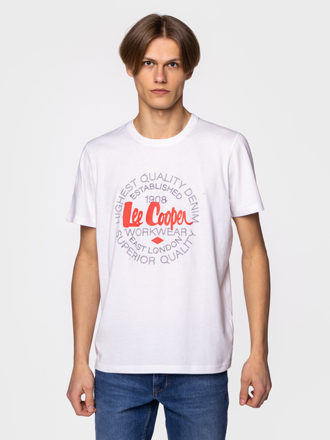 Футболка бавовняна чоловіча Lee Cooper BRAND3-3010 XL Біла (5904347395810) - зображення 1