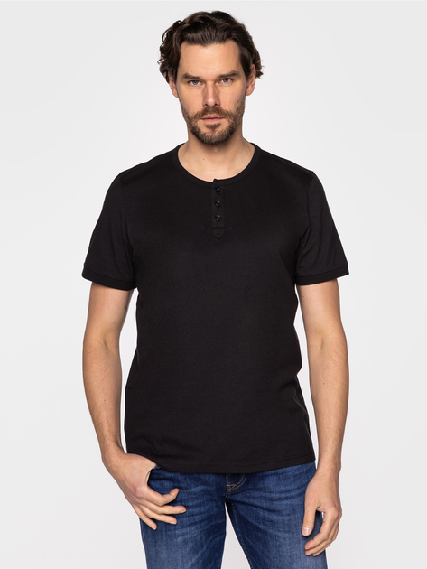 Koszulka męska bawełniana Lee Cooper HENLEY-4587 M Czarna (5904347395360) - obraz 1