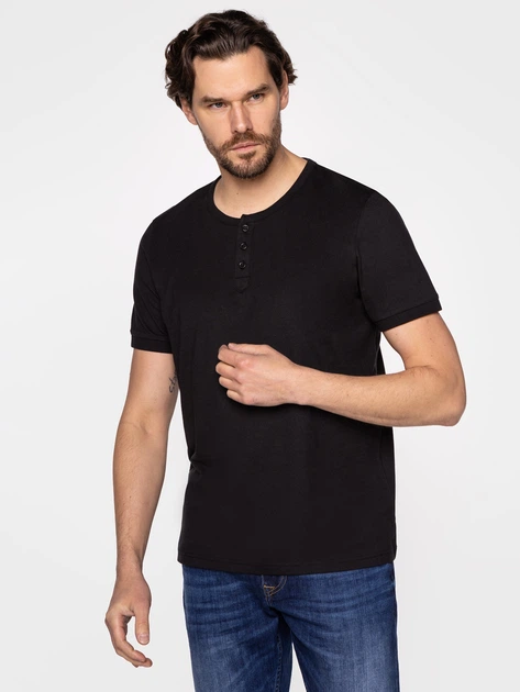 Футболка бавовняна чоловіча Lee Cooper HENLEY-4587 L Чорна (5904347395377) - зображення 3