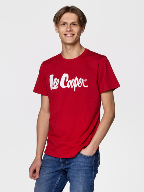 Koszulka męska bawełniana Lee Cooper SCRIPT5-2405 S Czerwona (5904347396176) - obraz 1
