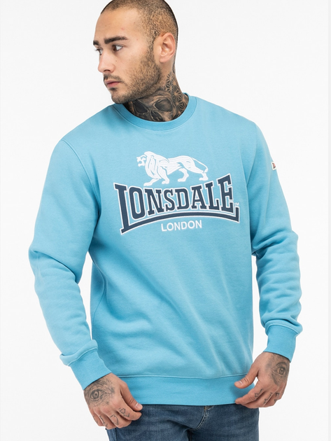 Свитшот на флисе мужской Lonsdale Lawins 117463-3104 L Голубой/Белый ...