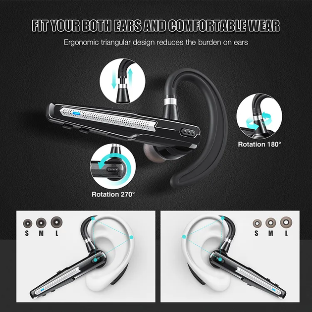 Бездротова Bluetooth гарнітура HSP-B6 з кнопками керування та шумопоглинанням Чорний - Фото 5 Бездротова Bluetooth гарнітура HSP-B6 з кнопками керування та шумопоглинанням Чорний - зображення 5