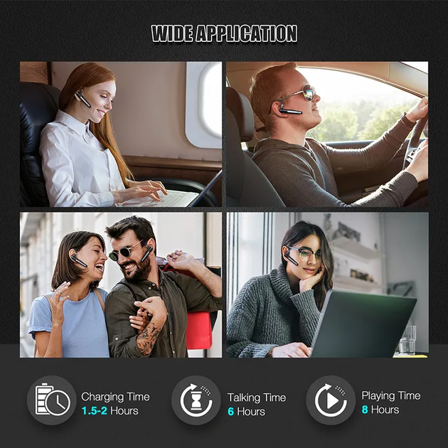 Бездротова Bluetooth гарнітура HSP-B6 з кнопками керування та шумопоглинанням Чорний - Фото 7 Бездротова Bluetooth гарнітура HSP-B6 з кнопками керування та шумопоглинанням Чорний - зображення 7