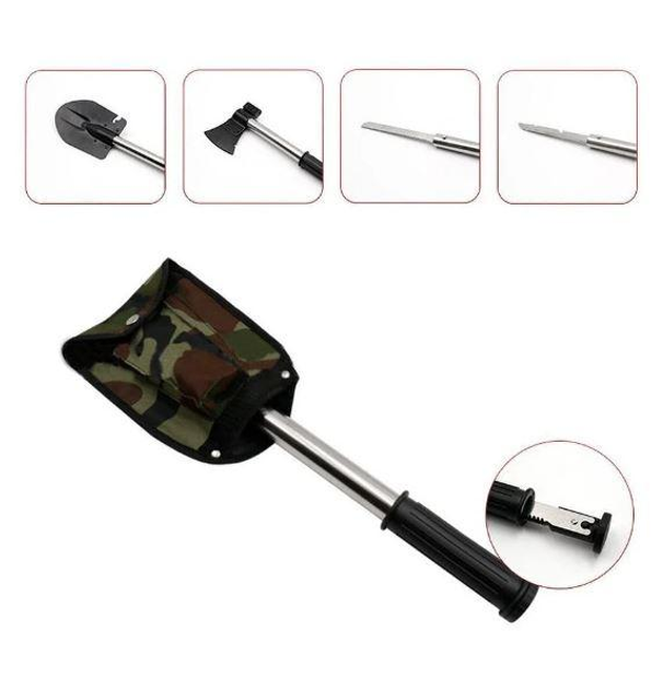 Многофункциональная складная туристическая лопата 4 в 1 (лопата, топор, пила, нож с зазубринами) - изображение 2