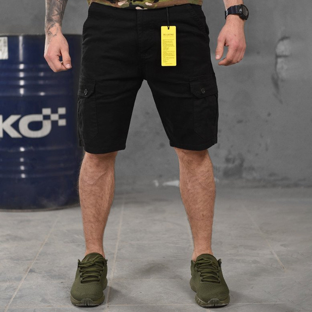 Мужские шорты Loshan коттон с лямками под ремень черные размер 2XS - изображение 1