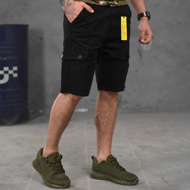Мужские шорты Loshan коттон с лямками под ремень черные размер M - изображение 2