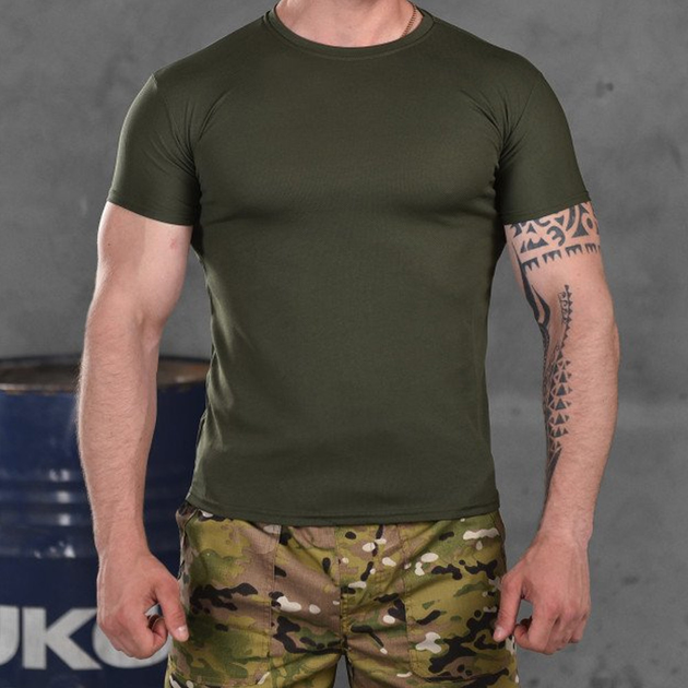 Мужская потоотводящая футболка Coolpass олива размер M - изображение 1