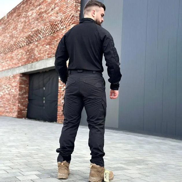 Легкі Чоловічі Штани з посиленими колінами чорні розмір S - зображення 2