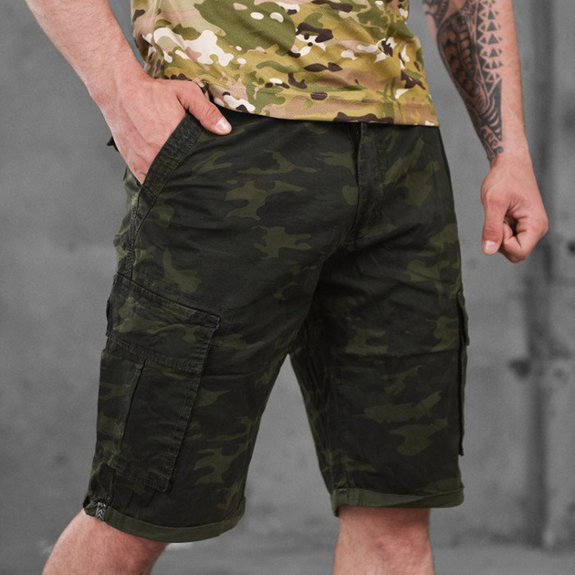 Чоловічі шорти з місткими кишенями зелений мультикам розмір M - зображення 2