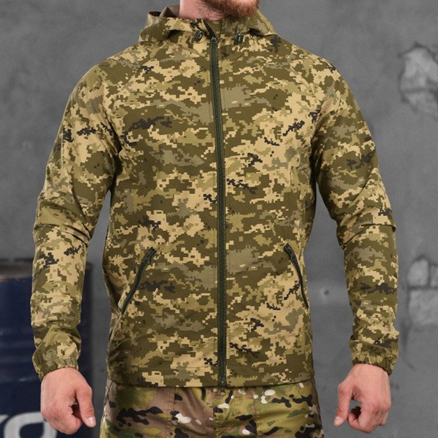 Чоловіча легка куртка з капюшоном Fuzz мембранна стрейч тканина піксель розмір L - зображення 1