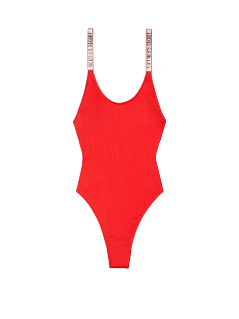 Купальник сплошной Victoria's Secret Shine Strap с камешками на шлейках S красный (VS010696) - изображение 2
