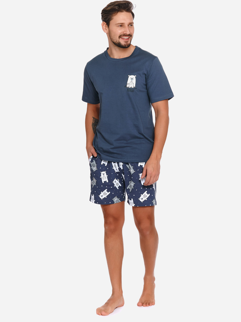 Піжама (футболка + шорти) чоловіча бавовняна Doctor Nap Pmb.4222 S Темно-синя (5902701169244) - зображення 1