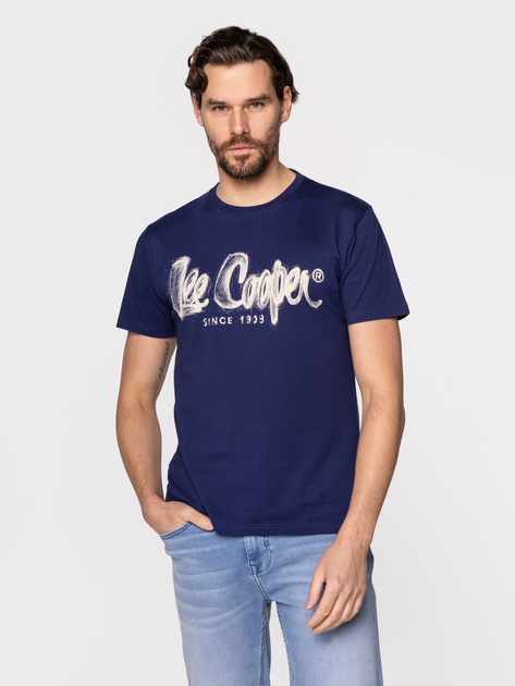 Koszulka męska bawełniana Lee Cooper LOGO DRAW-1010 L Niebieska (5904347388591) - obraz 1