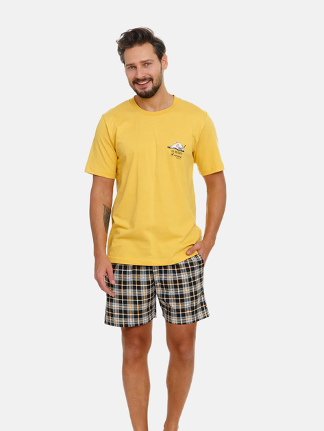 Piżama (koszulka + szorty) męska z bawełny Doctor Nap PMB.5153 L Zółta (5903622069095) - obraz 1