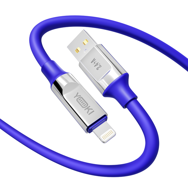 Кабель для заряджання та обміну даними USB YOKI YK-UL61 ULTRA Series USB/Lightning 12W (2.4A/5V) 1.2m Blue - Фото 4 Кабель для заряджання та обміну даними USB YOKI YK-UL61 ULTRA Series USB/Lightning 12W (2.4A/5V) 1.2m Blue - зображення 4