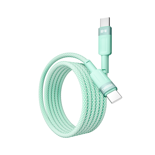 Кабель для зарядки и обмена данными USB YOKI YK-ST41 STYLE Series Type-C to Type-C 60W (3A/20V) 1.2m Зеленый - изображение 5