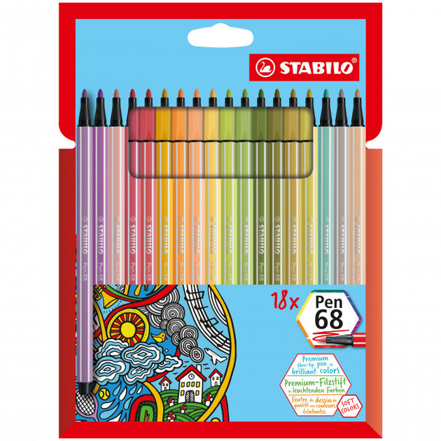 Zestaw flamastrów Stabilo Pen 68 Felt-tip Pens 18 szt (4006381578912) - obraz 1