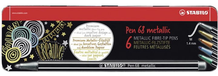 Zestaw flamastrów Stabilo Pen 68 Metallic 6 szt (4006381530323) - obraz 1