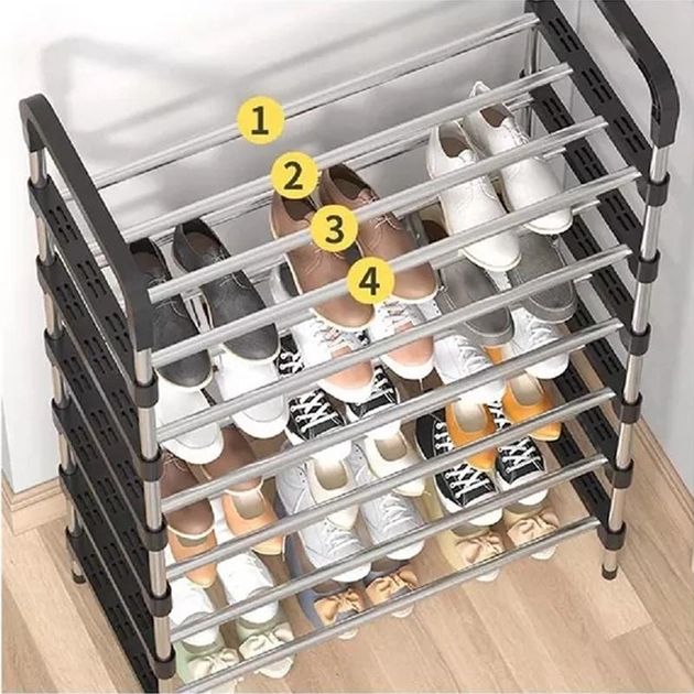 Полиця для взуття складна New shoe rack Органайзер стійка 6 секцій 56х28х113см - зображення 4