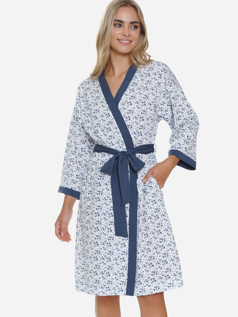 Халат жіночий великого розміру бавовняний Doctor Nap SWW.5334 XXL Синій (5902701194970) - зображення 3