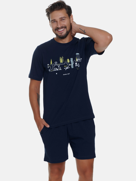 Piżama męska z szortami i krótkim rękawem Doctor Nap PMB.5355 XL Granatowa (5902701192341) - obraz 4